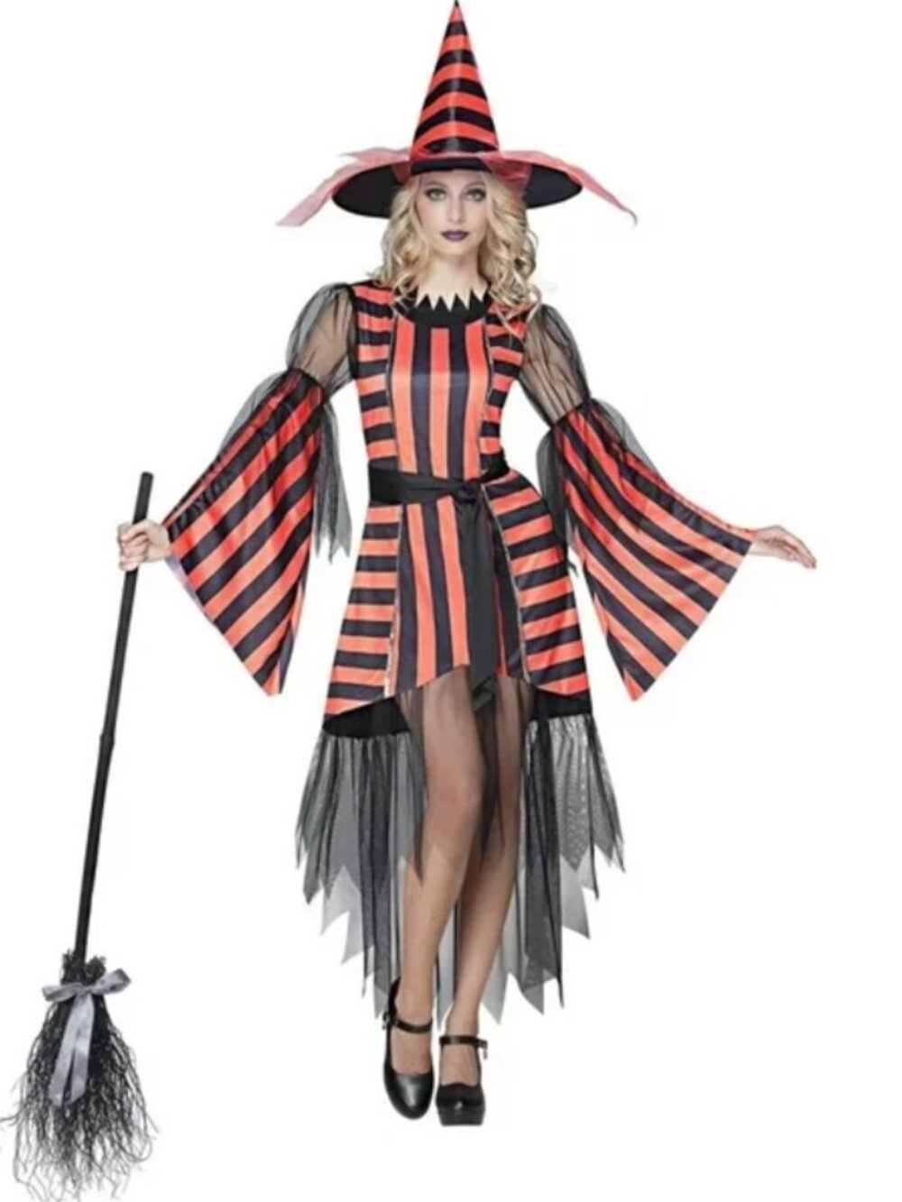 Partyholic Woman's Striped Witch Costume Medium (8-10)